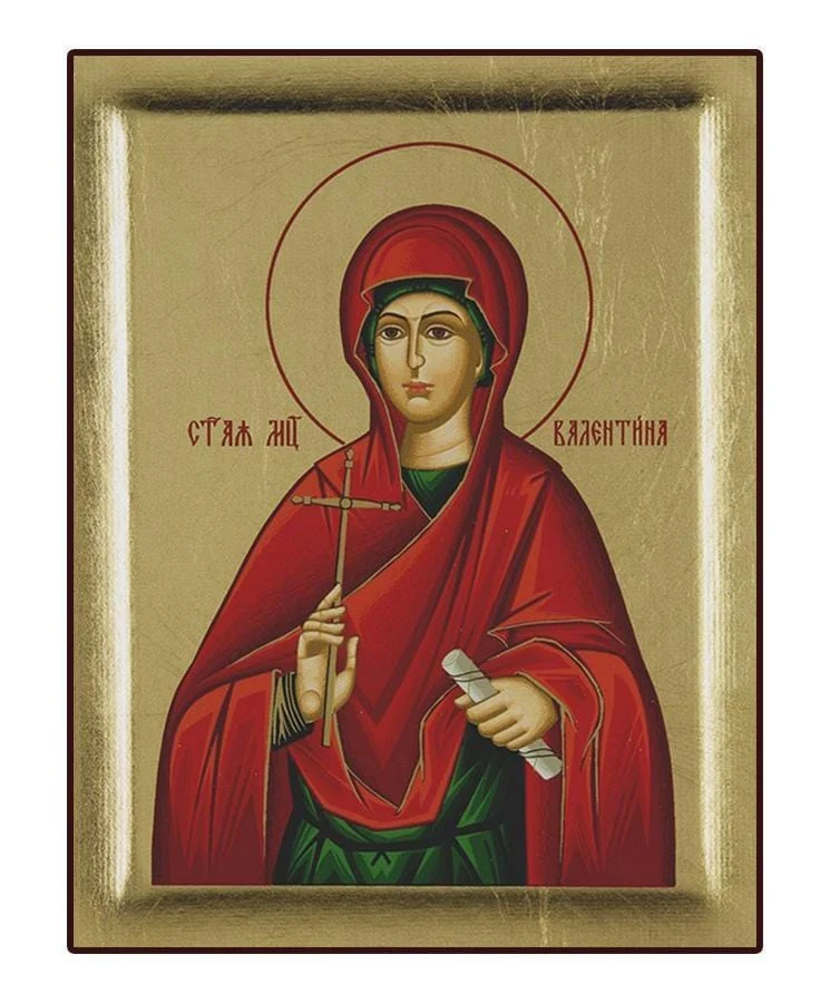 Saint Valentine - Engraved wooden image on canvas with gold background - Mount Athos — additional product image 6 from Christianity Art