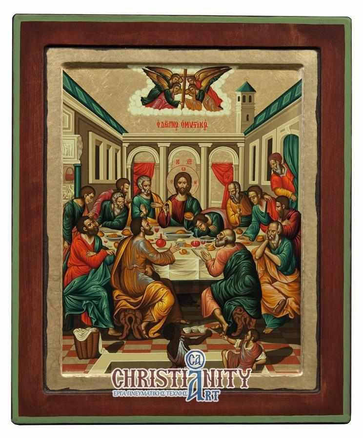 The Secret Dinner - Engraved wooden image made on canvas - Mount Athos — additional product image 2 from Christianity Art
