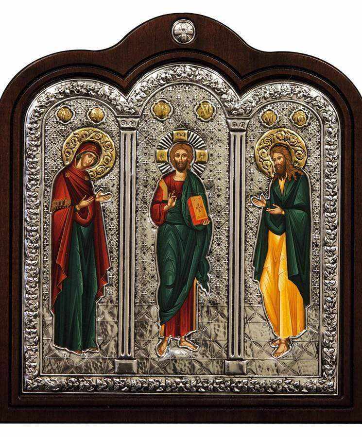 The Deesis - Silver image on wood, locally gilded - Mount Athos — additional product image 4 from Christianity Art