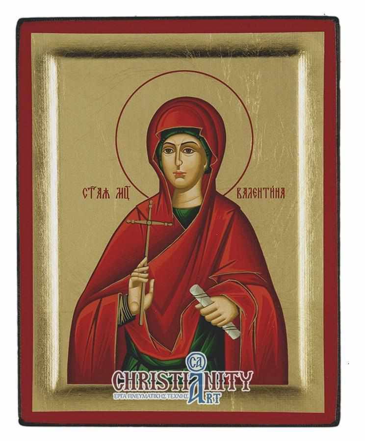 Saint Valentine - Engraved wooden image on canvas with gold background - Mount Athos — additional product image 2 from Christianity Art