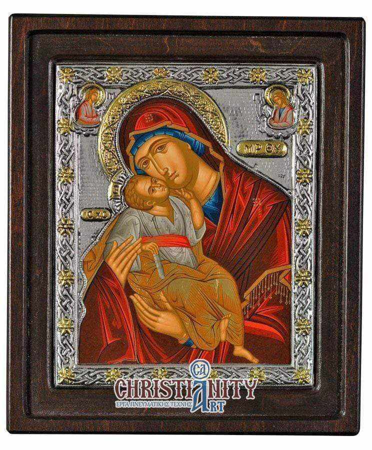 Virgin Mary Glykilisousa - Silver image on wood, locally gilded - Mount Athos — additional product image 2 from Christianity Art