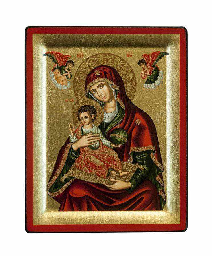 Virgin Mary Babykrateusa - Engraved wooden image on canvas with golden background - Mount Athos — additional product image 7 from Christianity Art
