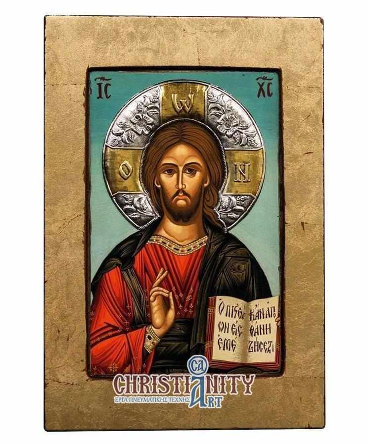 Jesus Christ Kazan - Old wooden image with silver halo locally gilded - Mount Athos — additional product image 4 from Christianity Art