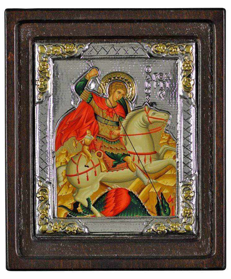 Saint George - Silver icon on wood, locally gilded - Mount Athos — additional product image 4 from Christianity Art