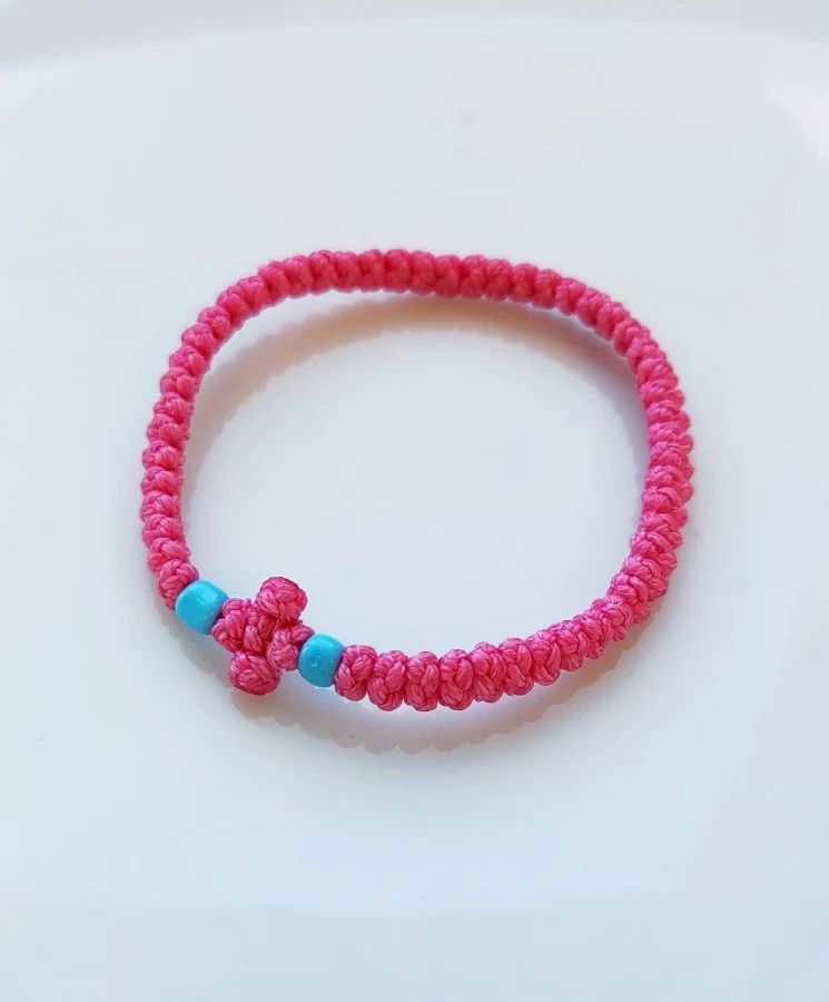 Athonite Waxed Prayer Rope Bracelet with Braided Cross & Beads – Available in Multiple Colours — additional product image 7 from Christianity Art