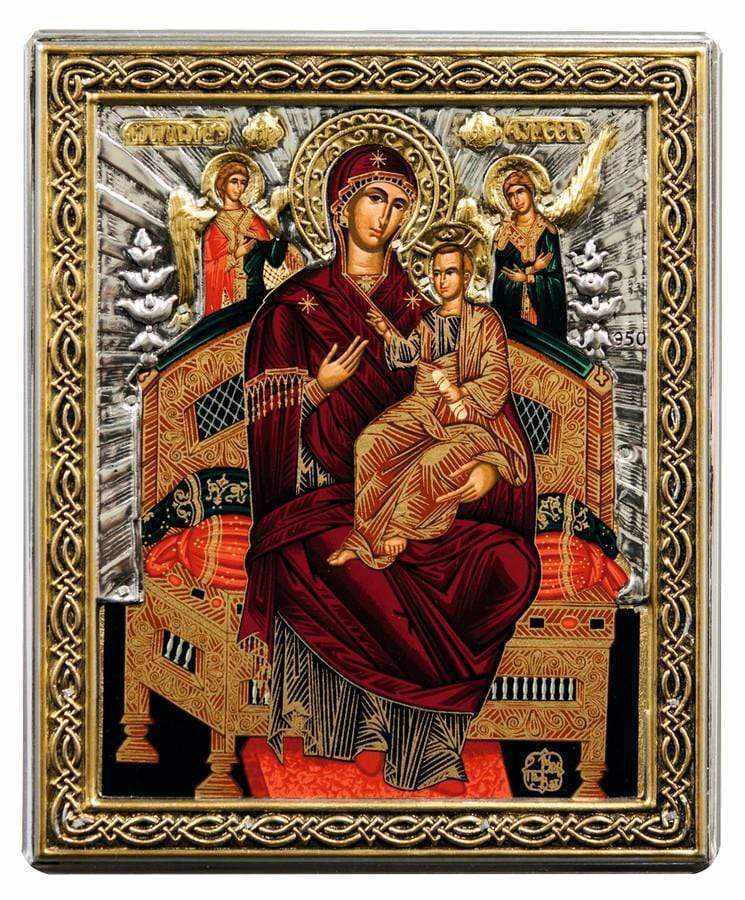 Virgin Mary Pantanassa - Silver image in wood, locally gold plated - Mount Athos — additional product image 8 from Christianity Art