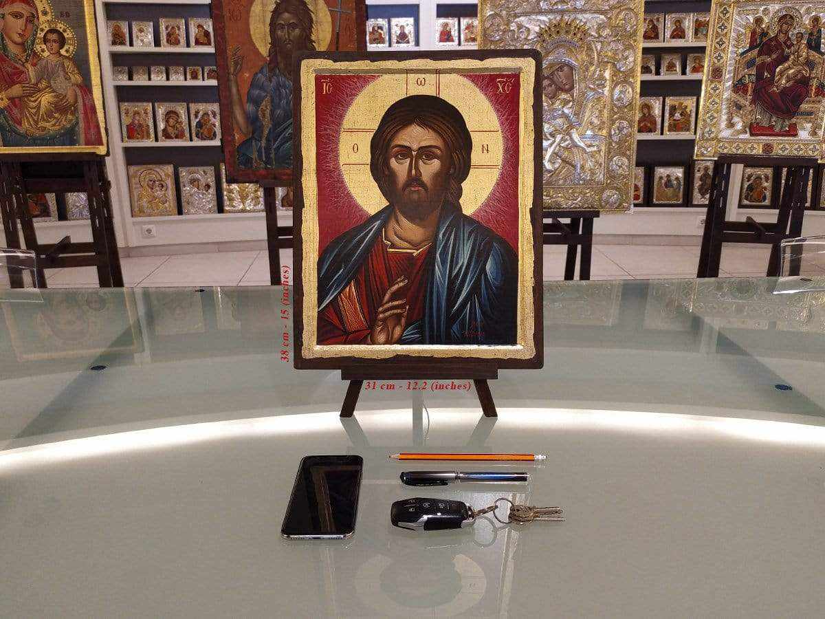Saint John the Forerunner - 100% handmade wooden image on canvas with gold background - Mount Athos — additional product image 3 from Christianity Art