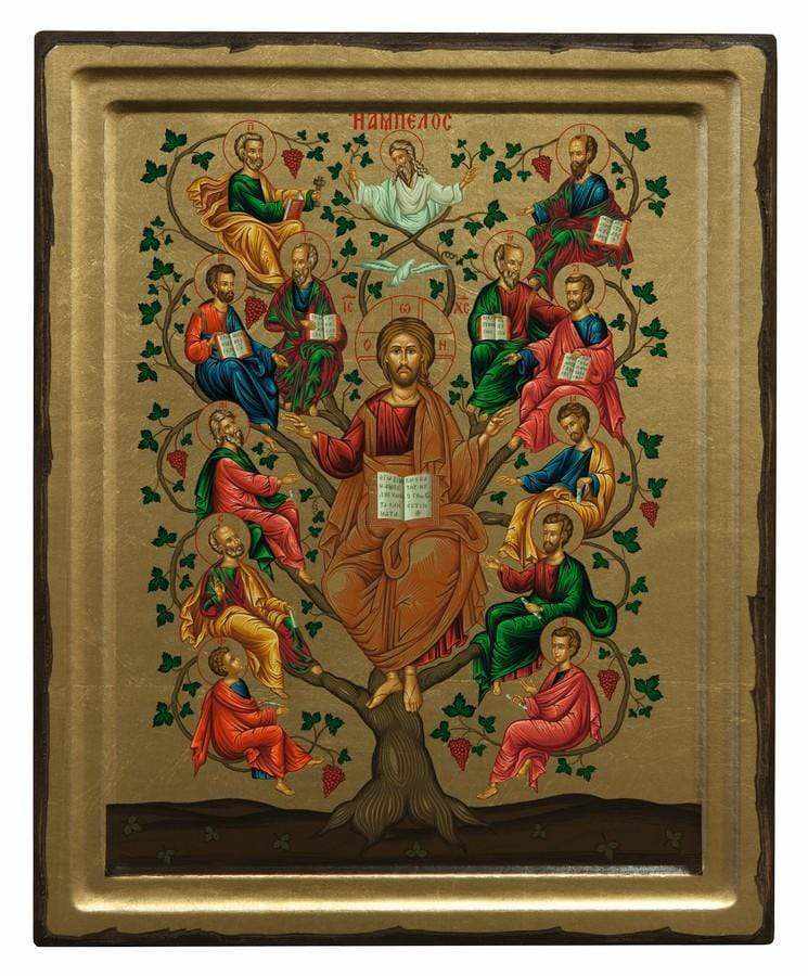 Vineyard - Engraved wooden image painted on canvas - Mount Athos — additional product image 5 from Christianity Art