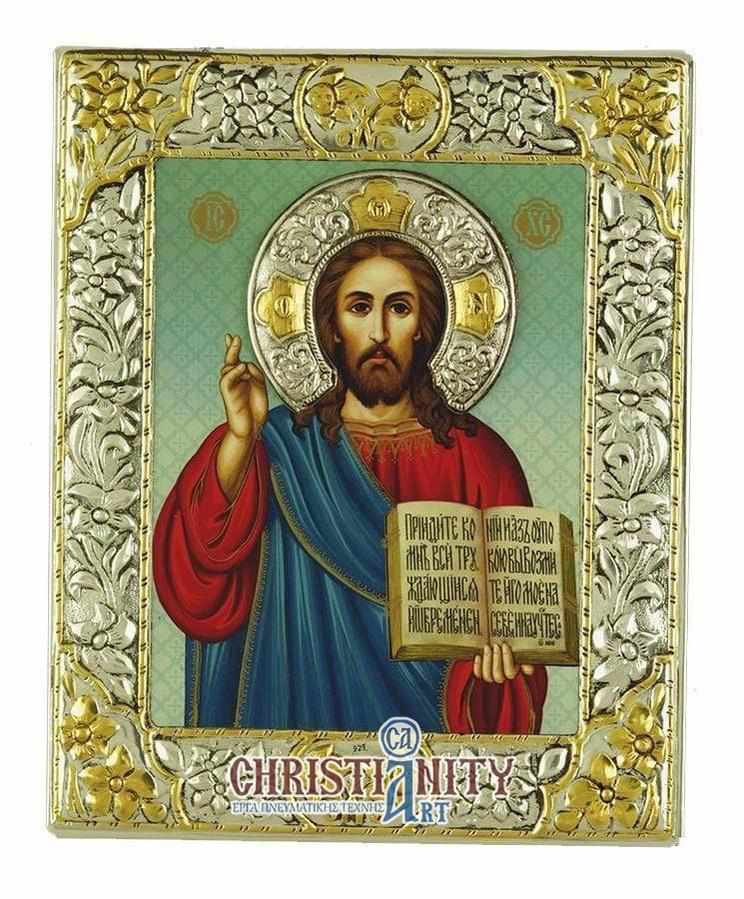 Jesus Christ - Silver image on wood, locally gilded - Mount Athos — additional product image 2 from Christianity Art