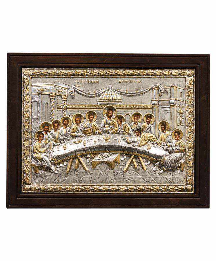 The Secret Dinner - Silver image on wood, locally gilded - Mount Athos — additional product image 4 from Christianity Art
