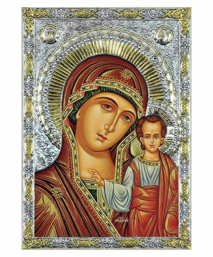 Our Lady of Kazan - Silver image in wood, locally gilded - Mount Athos — additional product image 9 from Christianity Art
