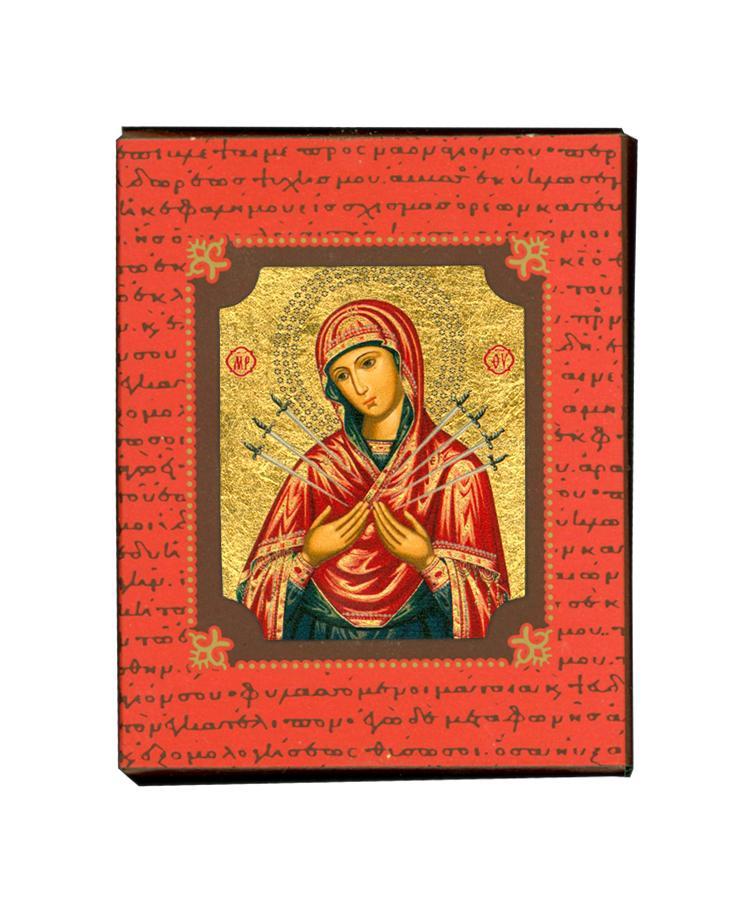 Virgin Mary with 7 Swords - Magnetic image on wood - Mount Athos — additional product image 4 from Christianity Art