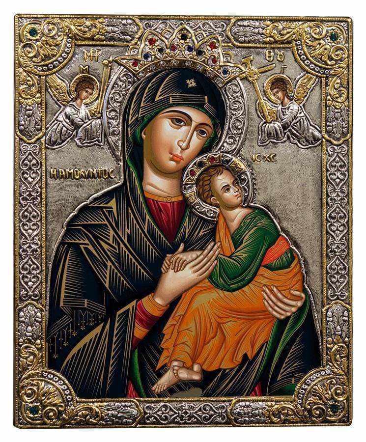Virgin Mary Permanent Help - Silver image in wood, locally gilded - Mount Athos — additional product image 5 from Christianity Art