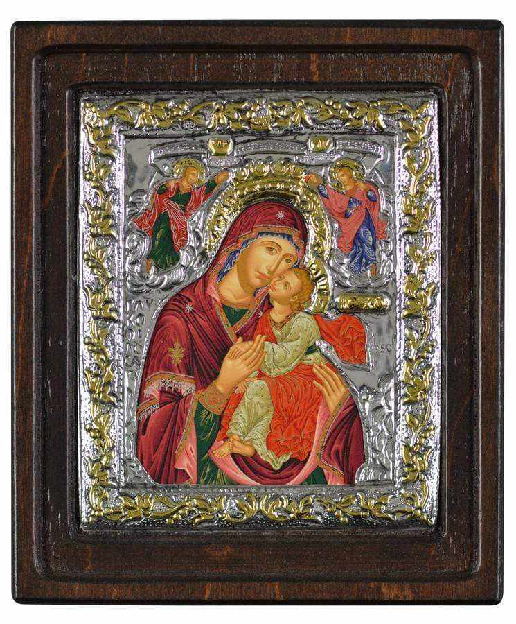 Virgin Mary Glykilisousa - Silver image on wood, locally gilded - Mount Athos — additional product image 4 from Christianity Art