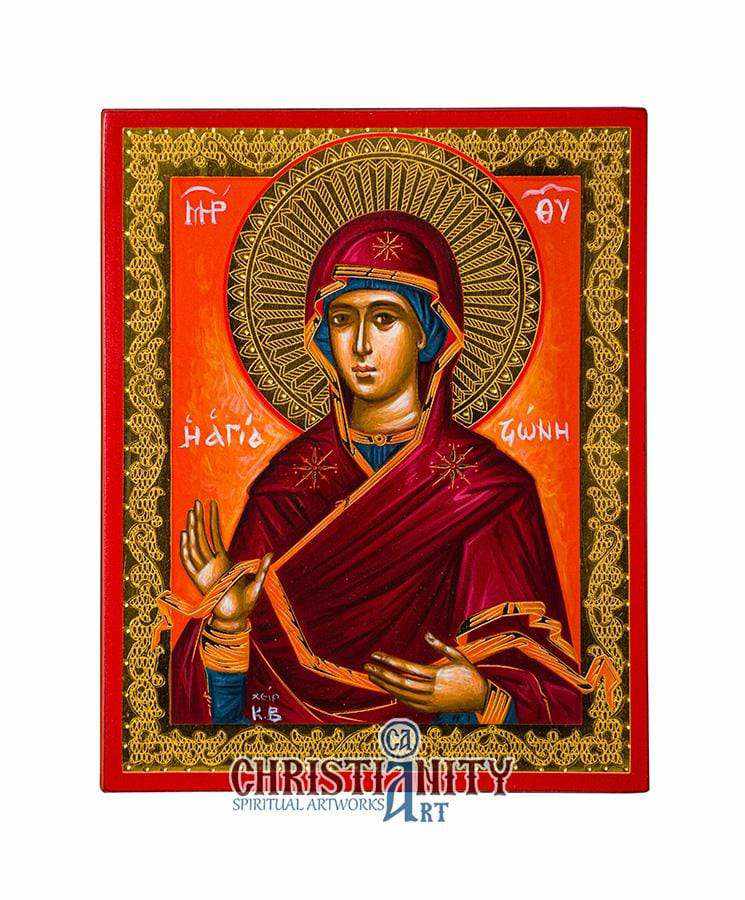 Our Lady Holy Zone - Stylvot 100% handmade image on canvas with gold background 24 carats on specially processed wood - Mount Athos