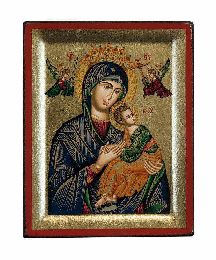 Virgin Mary Permanent Helper - Engraved wooden image on canvas with golden background - Mount Athos — additional product image 7 from Christianity Art