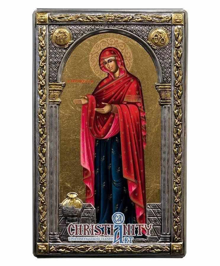 Virgin Mary Gerontissa - Silver image in wood, locally gilded - Mount Athos