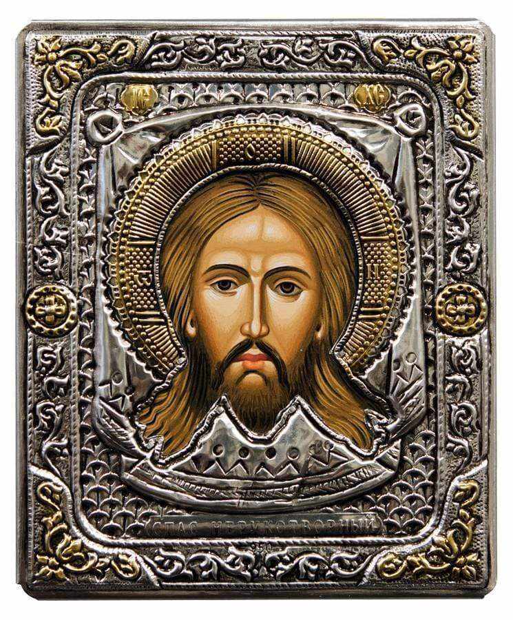 Christ Holy Mandyl - Silver image on wood, locally gilded - Mount Athos — additional product image 6 from Christianity Art