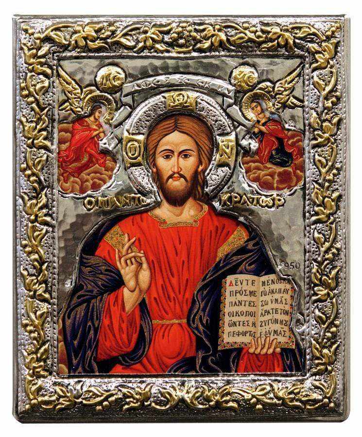 Christ Almighty - Silver image on wood, locally gilded - Mount Athos — additional product image 9 from Christianity Art