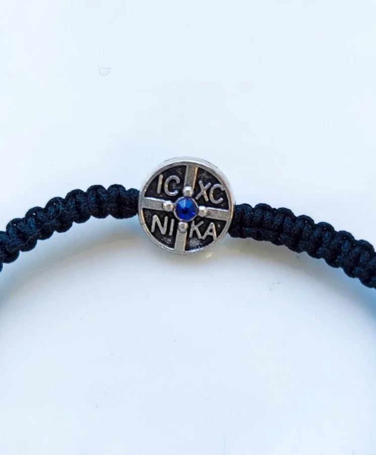 Athonite Waxed Prayer Rope Bracelet with IC XC NIKA Medal – Adjustable, 3 Colours — additional product image 4 from Christianity Art