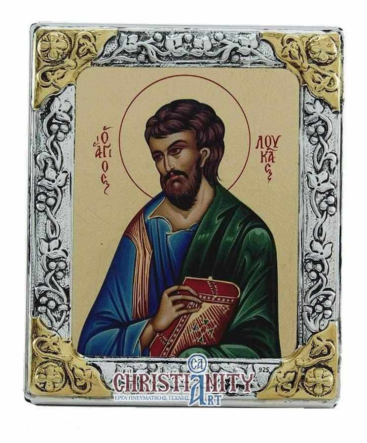 Saint Luke - Silver image on wood, locally gilded - Mount Athos