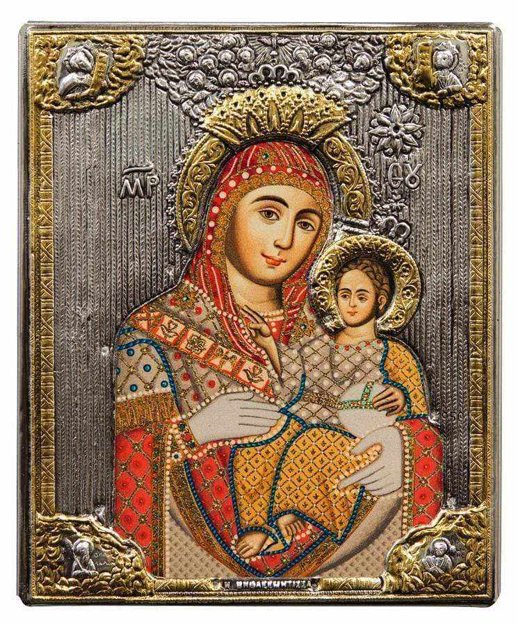 Virgin Mary Bethlehemtis - Silver image on wood, locally gilded - Mount Athos — additional product image 7 from Christianity Art