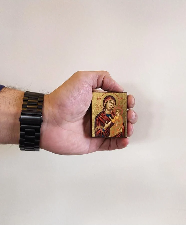 Virgin Mary Portaitissa - Magnetic image on wood - Mount Athos — additional product image 5 from Christianity Art