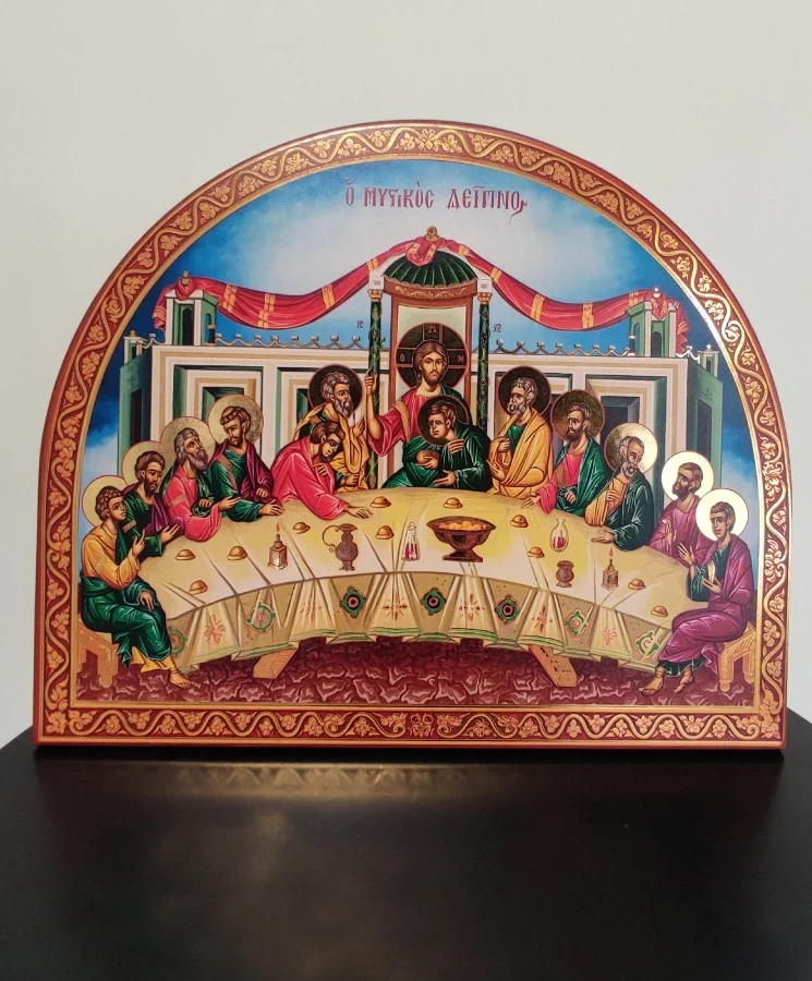 The Secret Dinner - Wooden image on Camvas with polished gold background — additional product image 5 from Christianity Art