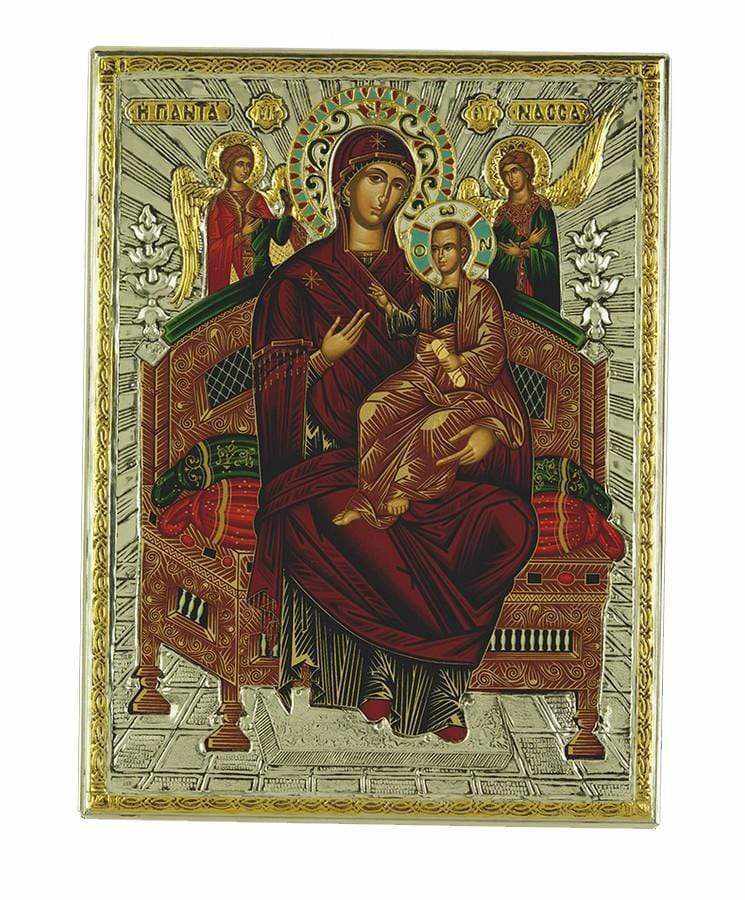 Virgin Mary Pantanassa - Silver image in wood, locally gold plated - Mount Athos — additional product image 10 from Christianity Art