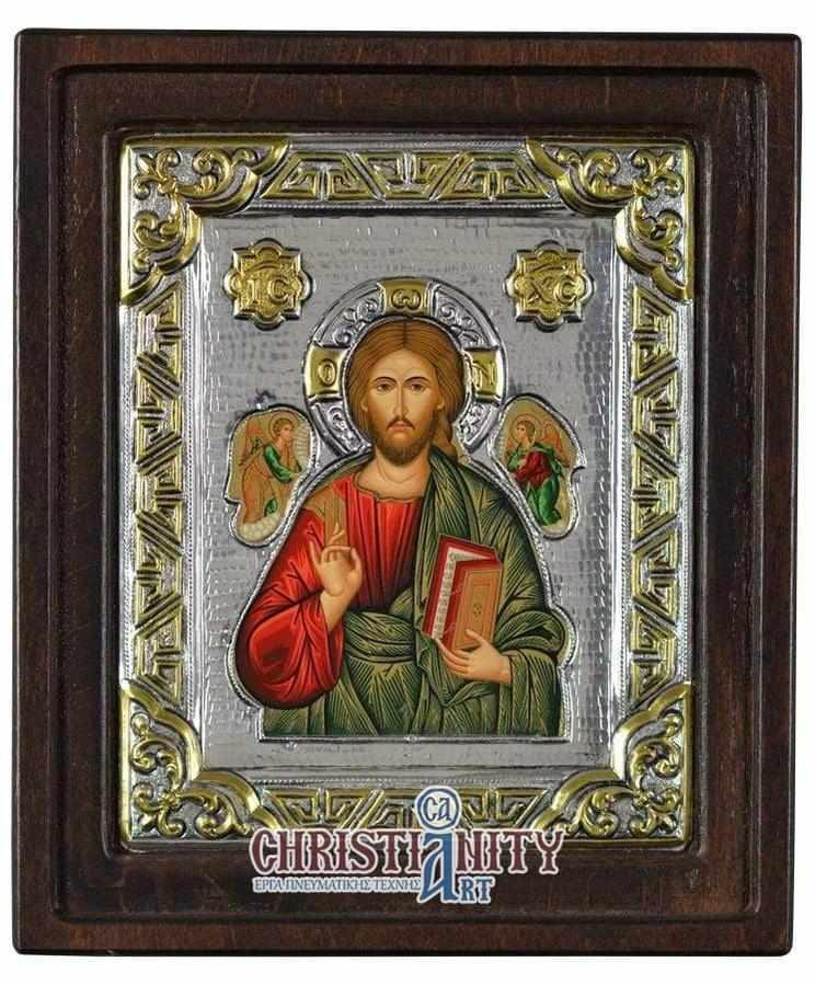 Christ Almighty - Silver image on wood, locally gilded - Mount Athos — additional product image 2 from Christianity Art