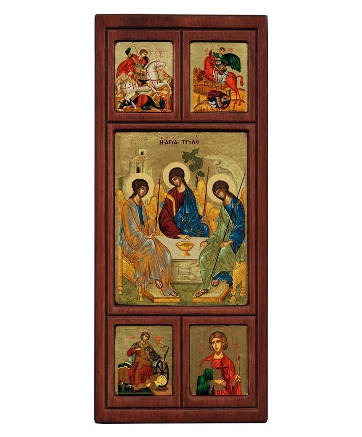 The Holy Trinity - Engraved wooden image painted on canvas - Mount Athos — additional product image 4 from Christianity Art