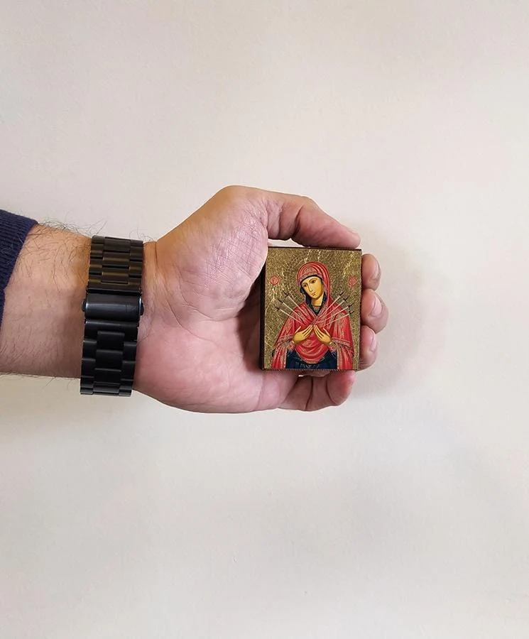 Virgin Mary with 7 Swords - Magnetic image on wood - Mount Athos — additional product image 5 from Christianity Art