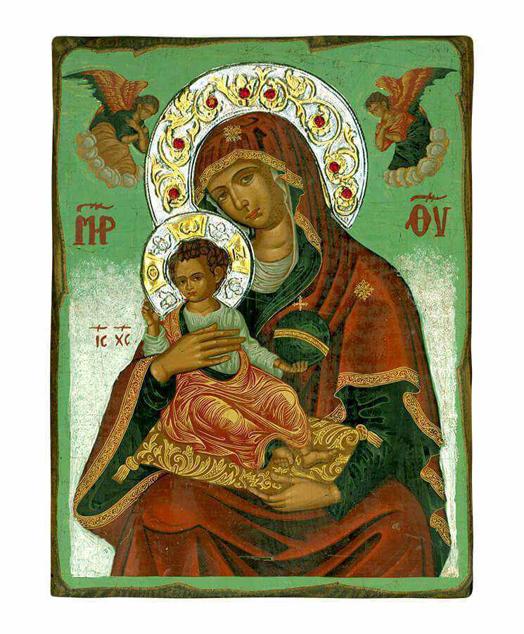 Virgin Mary Babykrateusa - Old wooden image with silver halo locally gilded - Mount Athos — additional product image 5 from Christianity Art