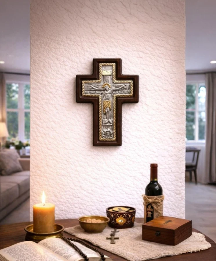 Holy Cross – Silver Cross of Blessing with a Representation of the Crucifixion of Jesus Christ — additional product image 2 from Christianity Art