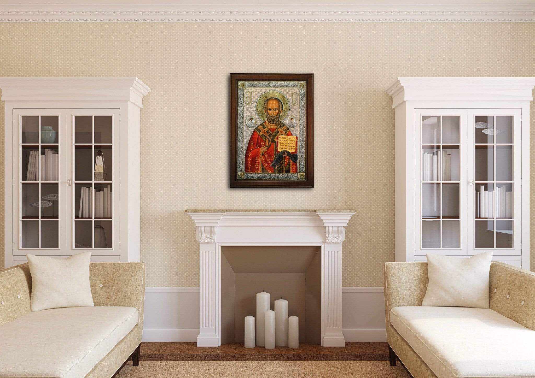 Saint Nikolaos - Silver icon on wood, locally gilded - Mount Athos — additional product image 3 from Christianity Art