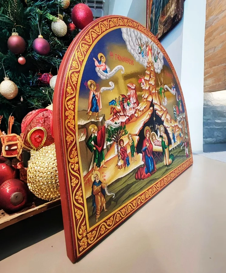 The Birth of Christ - Wooden Lithography Image with Gold Background — additional product image 2 from Christianity Art