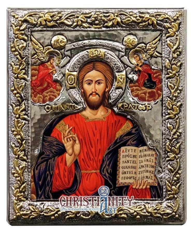 Christ Almighty - Silver image on wood, locally gilded - Mount Athos — additional product image 4 from Christianity Art