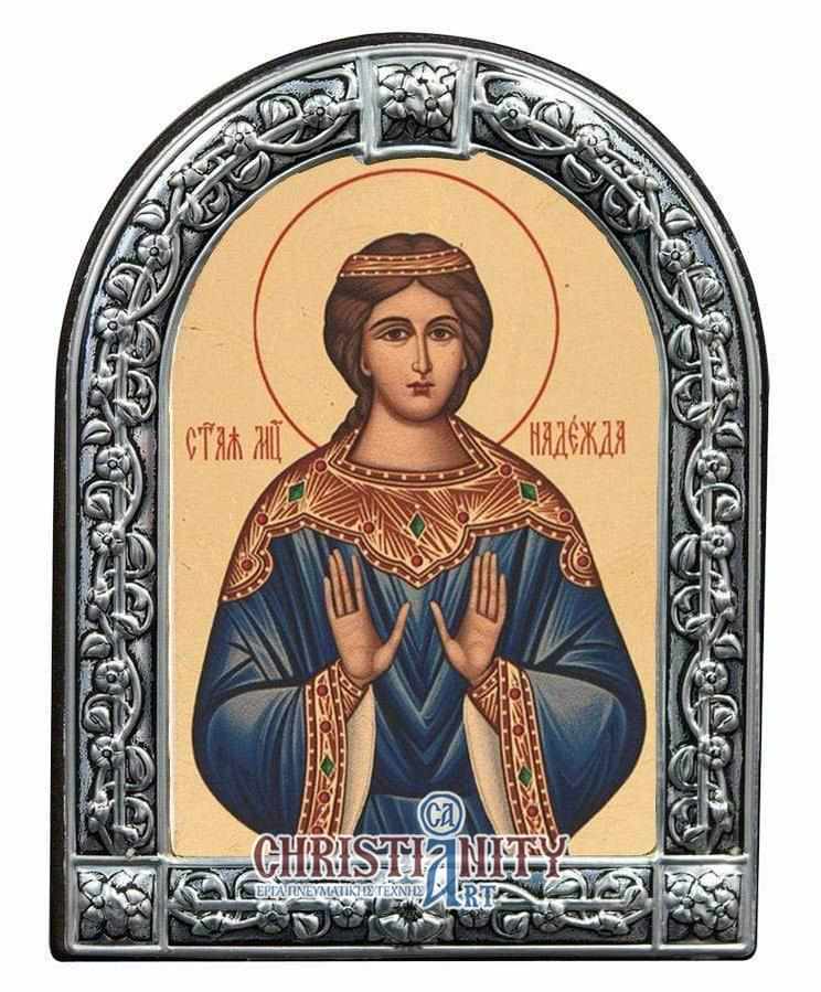 Saint Nadiezda - Image on wood with an indelible metal frame - Mount Athos