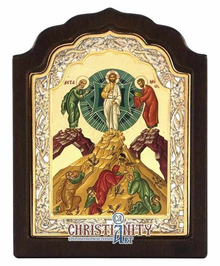 The Transfiguration - Silver image in wood, locally gilded - Mount Athos