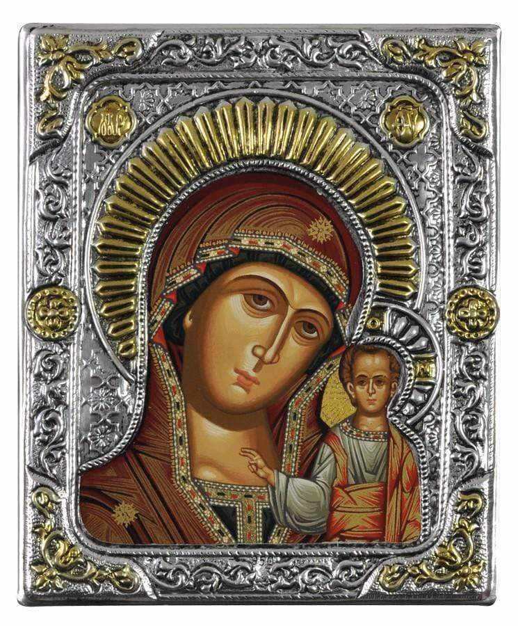 Our Lady of Kazan - Silver image in wood, locally gilded - Mount Athos — additional product image 7 from Christianity Art