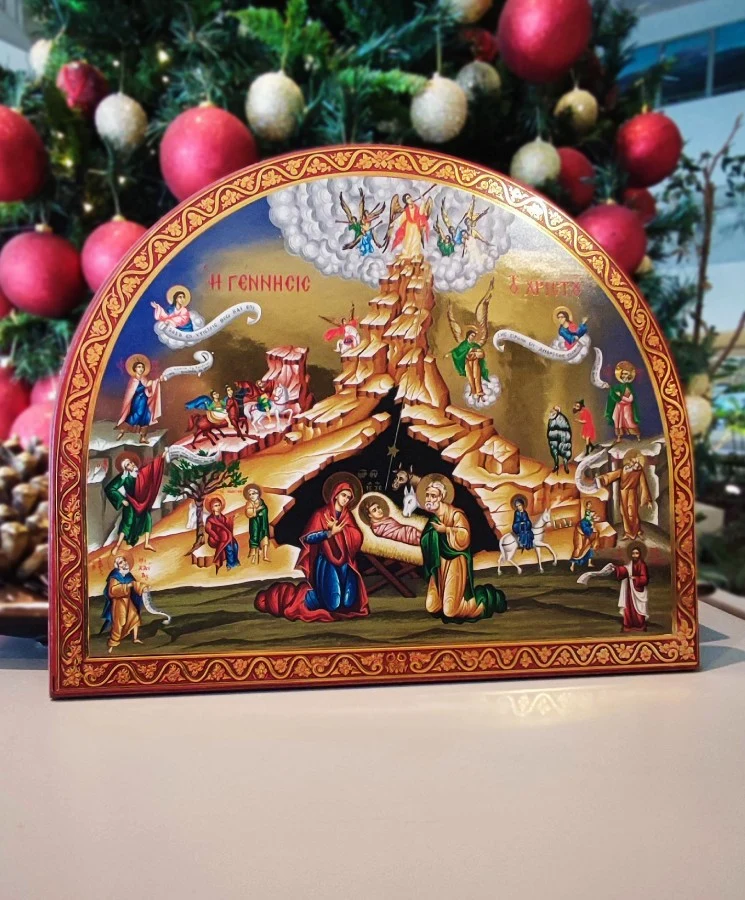 The Birth of Christ - Wooden Lithography Image with Gold Background — additional product image 3 from Christianity Art