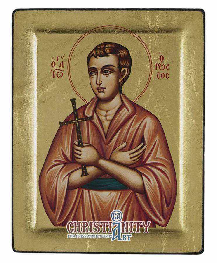Saint John the Russian - Engraved wooden image on canvas with gold background - Mount Athos