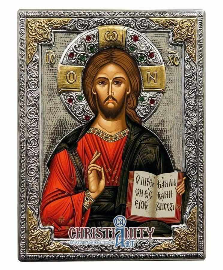 Jesus Christ Kazan - Silver image on wood, locally gilded - Mount Athos — additional product image 3 from Christianity Art