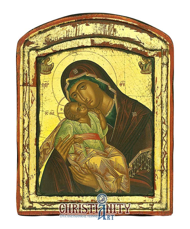 Virgin Mary Glycophilousa - Engraved wooden image made on canvas - Mount Athos