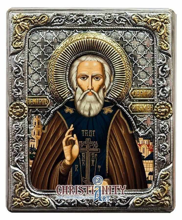 Saint Sergios - Silver image on wood, locally gold plated - Mount Athos