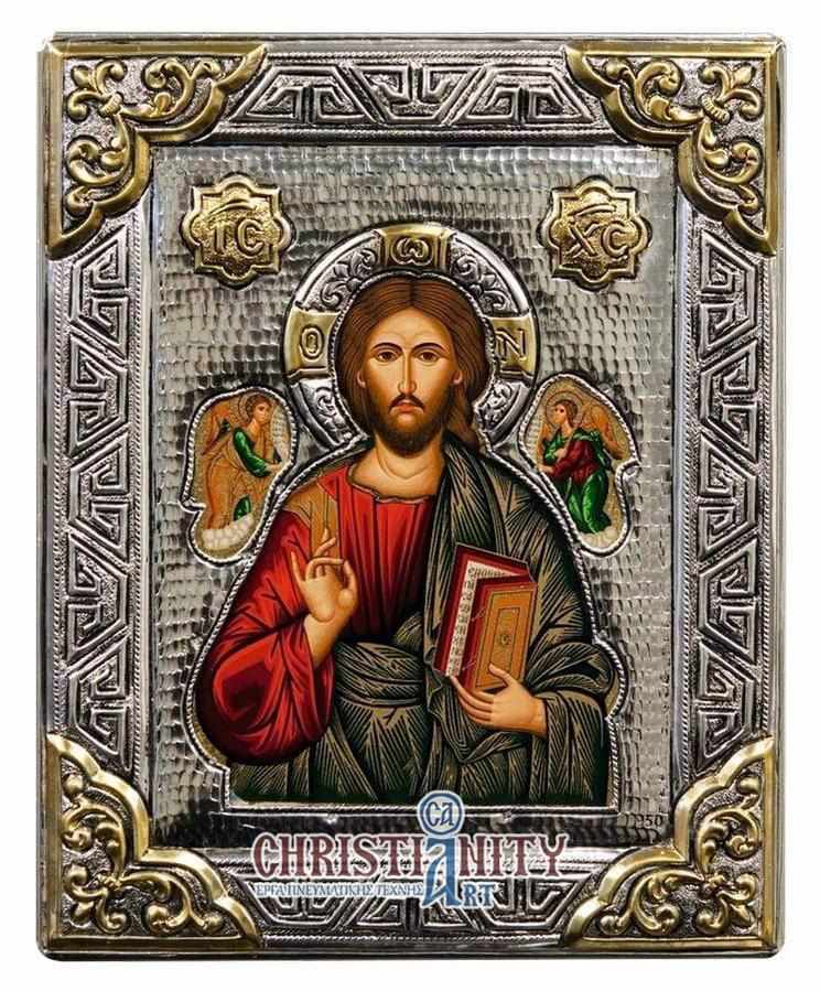Christ Almighty - Silver image on wood, locally gilded - Mount Athos — additional product image 2 from Christianity Art