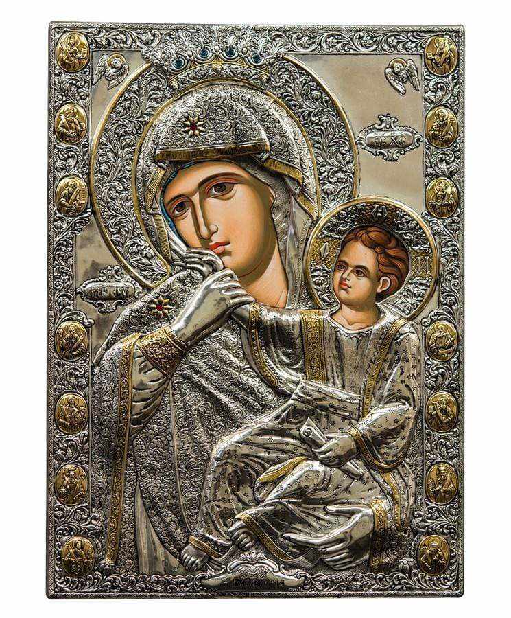 Virgin Mary Paramythia - Silver image on wood, locally gilded - Mount Athos — additional product image 7 from Christianity Art