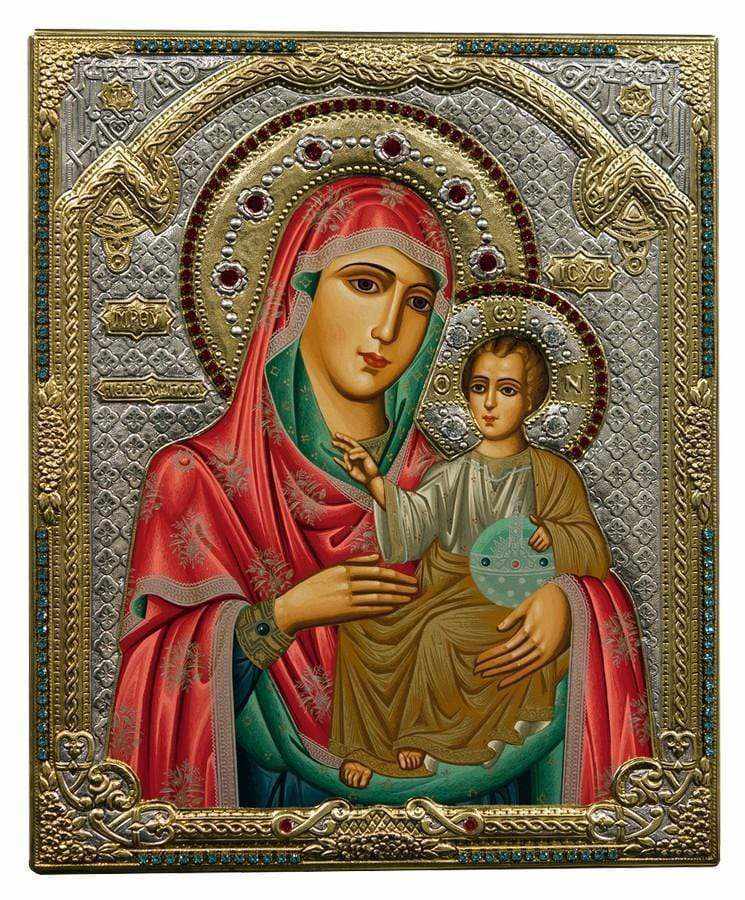 Virgin Mary Jerusalem - Silver image in wood, locally gilded - Mount Athos — additional product image 7 from Christianity Art