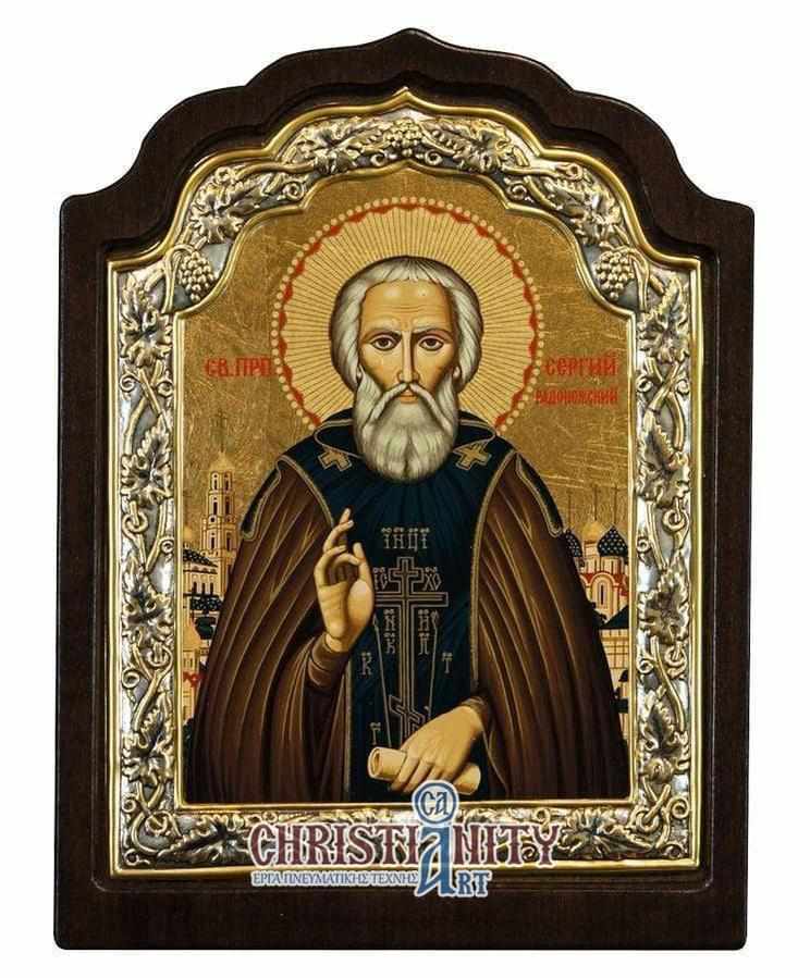 Saint Sergios - Silver image on wood, locally gold plated - Mount Athos