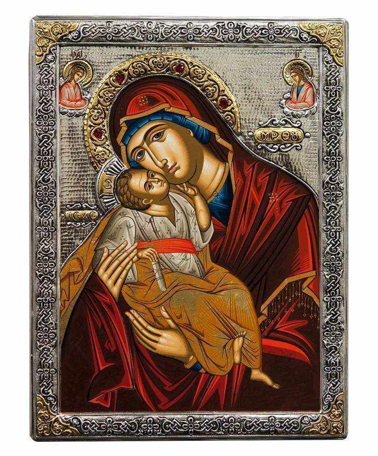 Virgin Mary Glykilisousa - Silver image on wood, locally gilded - Mount Athos — additional product image 7 from Christianity Art